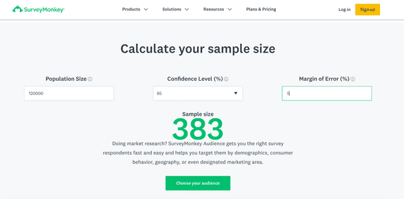 sampling online calculator