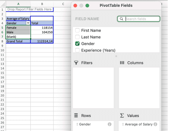 pivot table example